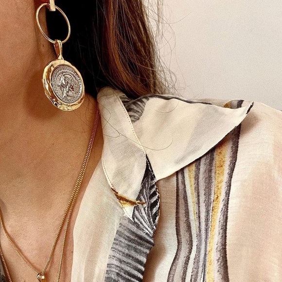 Gold plated coins earrings - Picture 2 of 4